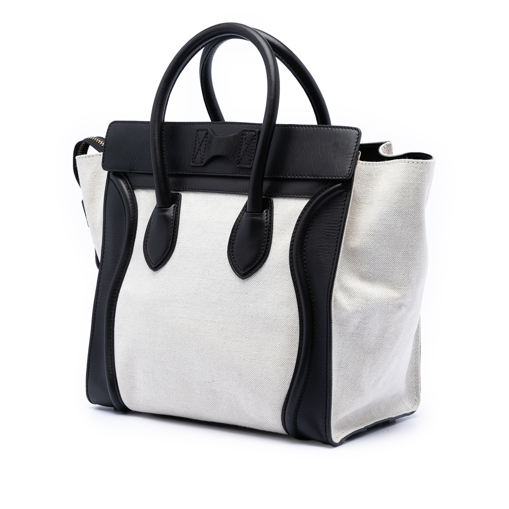 Pre-Loved Celine Mini Bicolor Canvas and Leather Luggage Tote - Picture 2 of 7